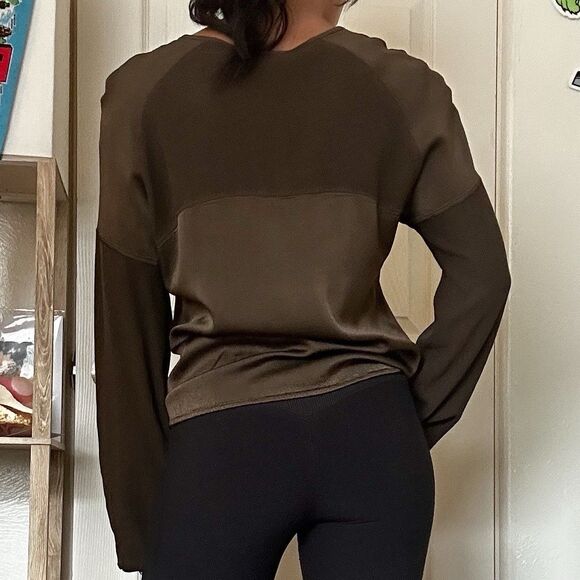 Vintage Ghost Brown Long Sleeve Blouse Women’s Small Made In England Silky Flowy - Picture 5 of 11